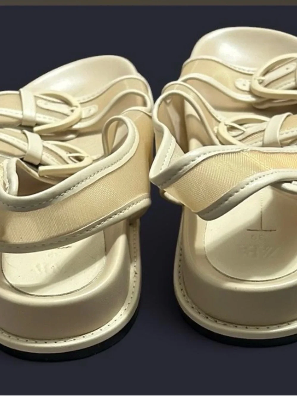 Zara Mesh Beige Buckle Sandals - Picture 5 of 6